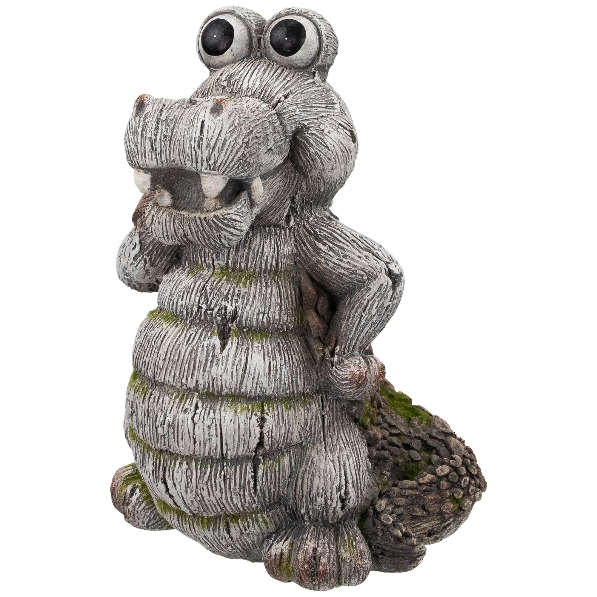 13.25" Posing Crocodile Outdoor Garden Statue